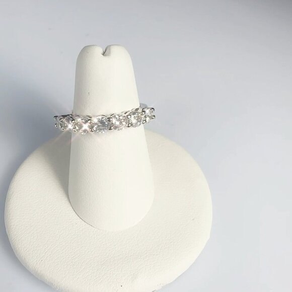 Cubic Zirconia Silver Tone Band Ring Size 10 - Picture 7 of 17